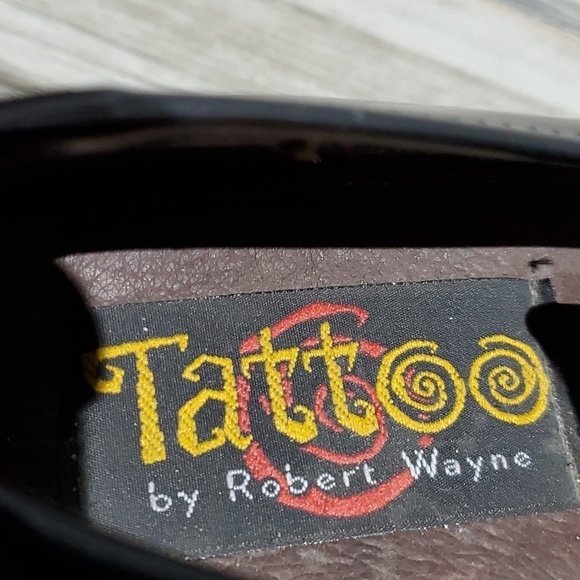 VINTAGE TATTOO ROBERT WAYNE CHUNKY PENNY LOAFERS BLACK WHITE SIZE 8 M main image 12